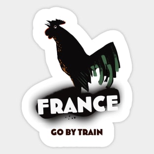 France cockerel "Go By Train" Sticker